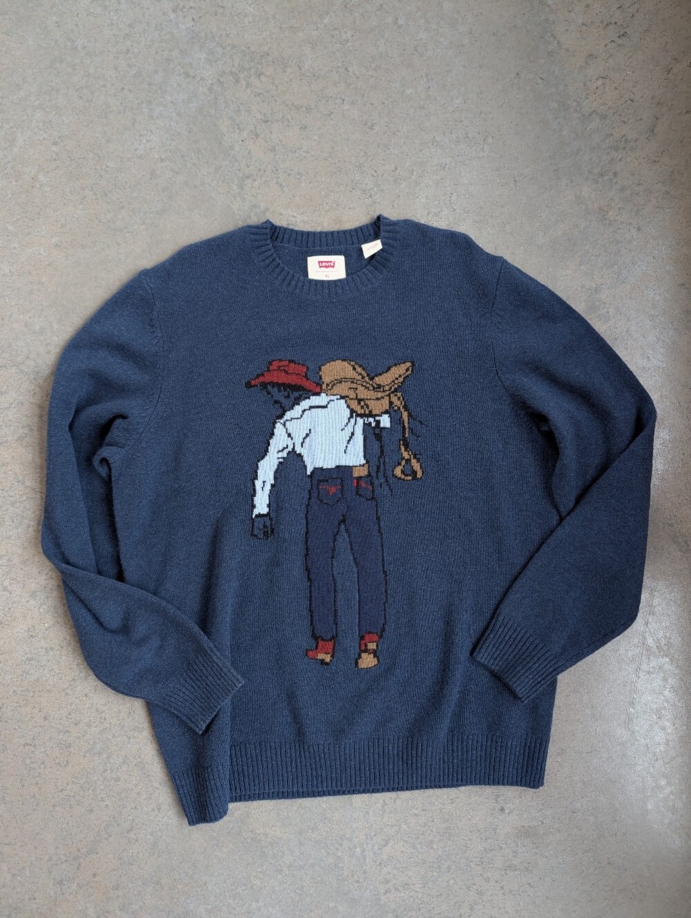 Levi's Original Housemark Sweater Saddleman Intarsia Wool Blend Knit XL